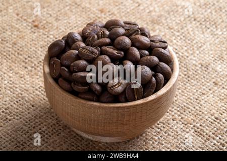 A bowl full of roasted coffee beans,closeup Stock Photo