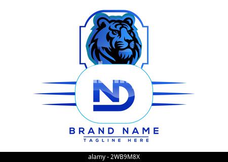 Tiger DN  Blue logo Design. Vector logo design for business. Stock Vector