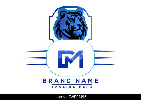Tiger DM  Blue logo Design. Vector logo design for business. Stock Vector