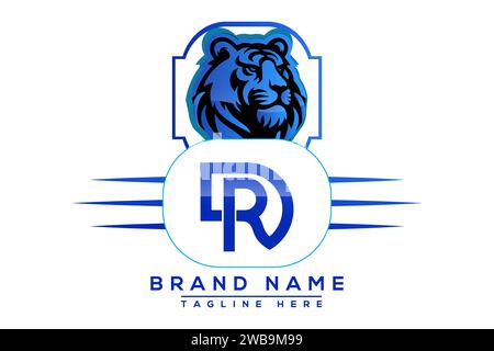 Tiger DR Blue logo Design. Vector logo design for business. Stock Vector