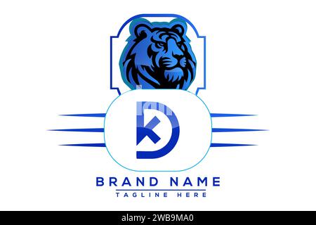 Tiger DK  Blue logo Design. Vector logo design for business. Stock Vector