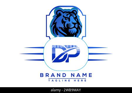 Tiger DP Blue logo Design. Vector logo design for business. Stock Vector