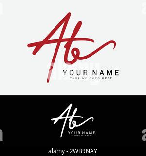 A, B, AB Initial handwriting or handwritten letter logo for identity. Logo with signature, wedding, fashion, floral, botanical and hand drawn in style Stock Vector