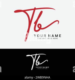 T, B, TB Initial handwriting or handwritten letter logo for identity. Logo with signature, wedding, fashion, floral, botanical and hand drawn in style Stock Vector