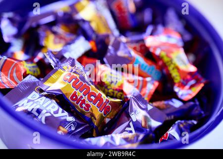 Cadbury Dairy Milk with Crunchie Bits Chocolate Bar Stock Cadbury Dairy Milk with Crunchie Bits Chocolate Bar Stock