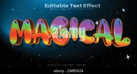 Vector Magical 3d text effect 100 editable eps file word and font can be changed Stock Vector