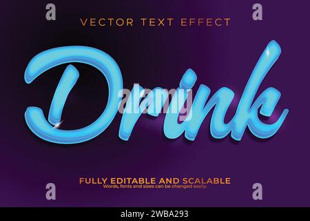 Vector Drink 3d text effect 100 editable eps file word and font can be changed Stock Vector
