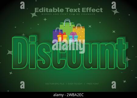 Vector Discount 3d text effect 100 editable eps file word and font can be changed Stock Vector