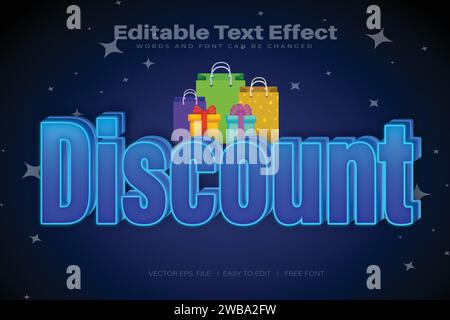 Vector Discount 3d text effect 100 editable eps file word and font can be changed Stock Vector