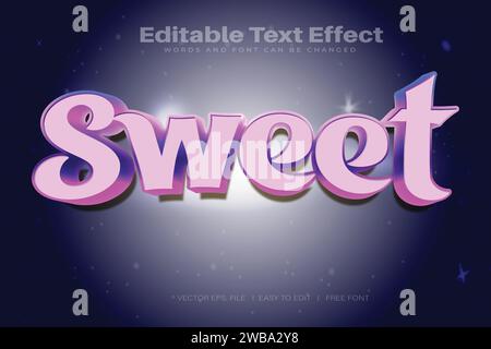Vector Sweet 3d text effect 100 editable eps file word and font can be changed Stock Vector