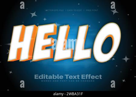 Vector Hello 3d text effect 100 editable eps file word and font can be changed Stock Vector