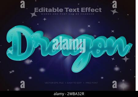 Vector Dragon 3d text effect 100 editable eps file word and font can be changed Stock Vector