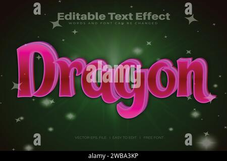 Vector Dragon 3d text effect 100 editable eps file word and font can be changed Stock Vector