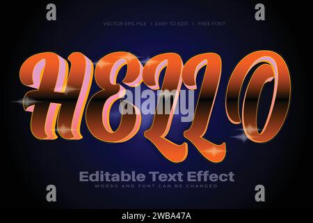 Vector Hello 3d text effect 100 editable eps file word and font can be changed Stock Vector