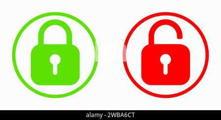 Lock and unlock padlock icons. Vector sign illustration. Stock Vector