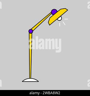 Table desk or floor lamp in flat outline style. Reading light in cartoon style. Vector clipart icon. Stock Vector