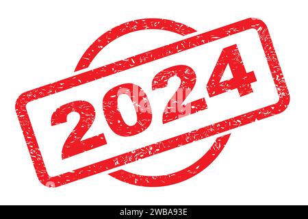 A 2024 rubber ink stamp over a white background Stock Vector