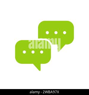 Speech Chat conversation icon. Flat design. Green icon on white background. Stock Vector