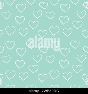 Pattern of crayon hearts hand drawn vector sketch. Seamless heart art ...