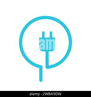 Electric plug power cabel icon Symbol. From blue icon set. Stock Vector
