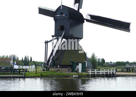 Kinderdijk, Netherlands - May 28 2017: Kinderdijk historic windmill, popular tourist attraction and museum near Rotterdam Stock Photo