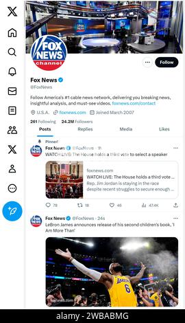 'X' - formerly Twitter - page (Oct 2023) of Fox News Stock Photo