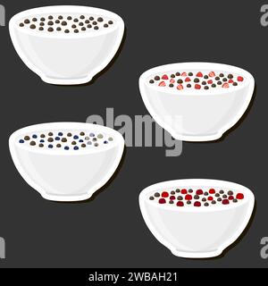 Illustration on theme big set different types dessert sweet milk cereal in bowl, cereal consisting of bowls filled with various ingredients Stock Vector