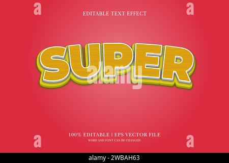 Super, editable 3d text effect for vector illustration Stock Vector