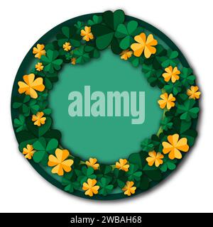 Illustration on theme beautiful shape banner in style paper cut for celebrate holiday patricks day, decorative paper cut consisting of many design ele Stock Vector