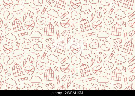 broken heart seamless pattern; unhappy love, Valentine's Day concept - vector illustration Stock Vector