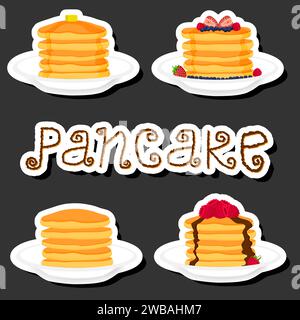 Illustration on theme fresh sweet tasty pancake of consisting various ingredients, pancake of different edible food, design pancake this cool meal for Stock Vector