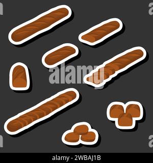 Illustration on theme beautiful tasty edible homemade set baked bread consisting of various ingredients, bakery fresh cereal bread with various sorts Stock Vector