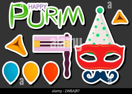 Beautiful color illustration on theme of celebrating annual holiday Purim Stock Vector