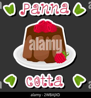 Illustration on theme jelly panna cotta of various ingredients, jelly consisting of design sweet food pudding pannacotta, fresh fruit jellies Panna Co Stock Vector
