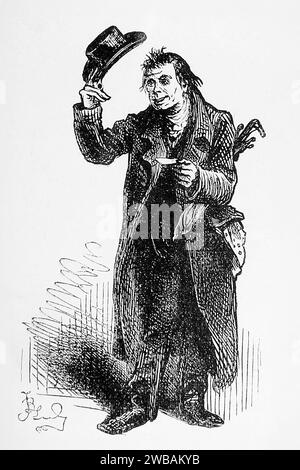 Nicholas Nickleby.. Illustration from the The Life and Adventures of Nicholas Nickleby, C. 1875 Stock Photo