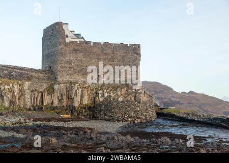 Mingary Castle also known as Mingarry Castle, is a castle situated one mile southeast of the small village of Kilchoan in Lochaber, Scotland Stock Photo