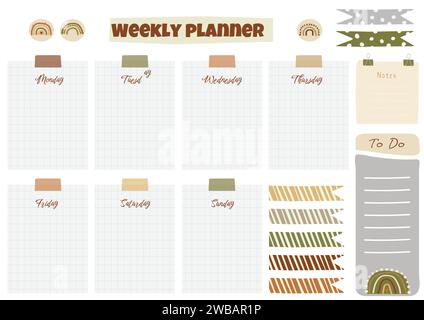 Simple cartoon school timetable, with colorful hand drawn school ...