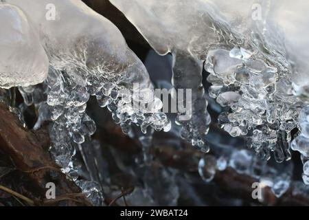 Layers of Ice shimmer like rough Diamonds Stock Photo