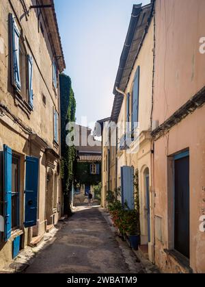 Arles, France, Sept 9th 2023, view of some houses in Girard Le Bleu Street Stock Photo