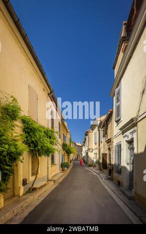 Arles, France, Sept 9th 2023, view of some houses in Grand Couvent Street Stock Photo