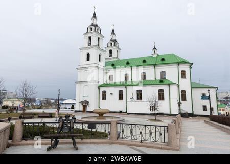 Minsk, Belarus - January 3, 2024: Minsk Cathedral of the Holy Spirit. Russian Orthodox church Stock Photo