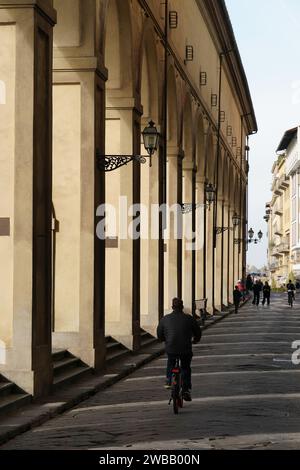 Ponte Vecchio bridge with shops and buildings on the bridge in Florence Italy Stock Photo