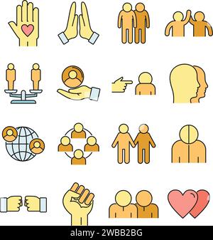 No to racism icons set. Outline set of no to racism vector icons thin line color flat on white Stock Vector