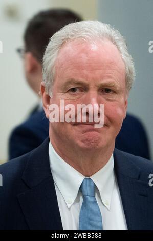 United States Senator Chris Van Hollen (Democrat of Maryland) walks through the Senate subway during a vote at the United States Capitol in Washington, DC, Tuesday, January 9, 2024. Credit: Rod Lamkey/CNP Stock Photo