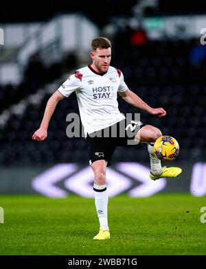 Derby County's Callum Elder during the Bristol City Motors Trophy round of 16 match at Pride Park, Derby. Picture date: Tuesday January 9, 2024. Stock Photo