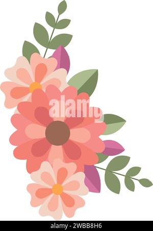 Isolated flowers with leaves vector design Stock Vector Image & Art - Alamy
