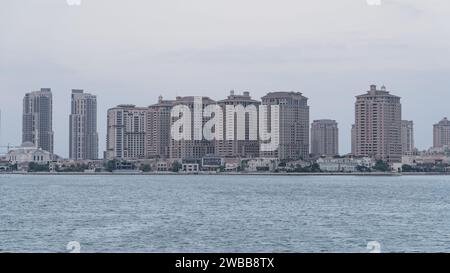 doha, qatar- December 12,2023 : beautiful view qatar peral area from katara beach Stock Photo