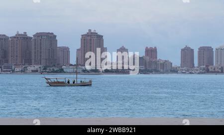 doha, qatar- December 12,2023 : beautiful view qatar peral area from katara beach Stock Photo