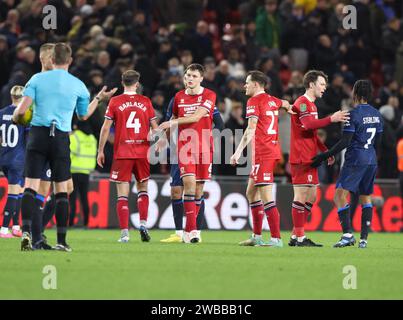 Players react after the Carabao Cup Semi Final match Middlesbrough vs Chelsea at Riverside Stadium, Middlesbrough, United Kingdom, 9th January 2024  (Photo by Nigel Roddis/News Images) Stock Photo