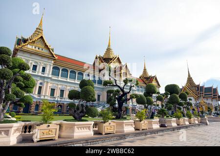 Chakri Maha Prasat Hall in Grand Palace, Bangkok, Thailand - It was built over a 200 year period by the kings of the Chakri Dynasty has served as the Stock Photo